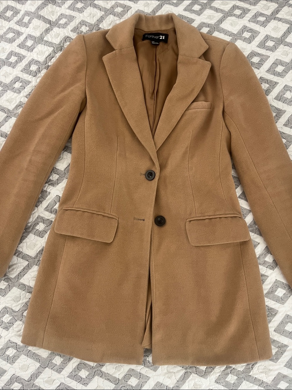 Forever 21 Camel Tailored Blazer Coat